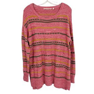 Soft Surroundings Lisabetta Pink Striped Knit Pullover Sweater - Size Medium